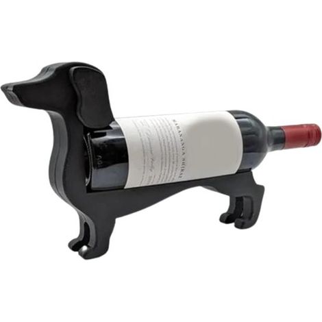 Botellero, Botellero con motivo de perro salchicha, Botellero decorativo para cocina y bar en casa, fiestas, cafeterías y bares, color negro (1/5)