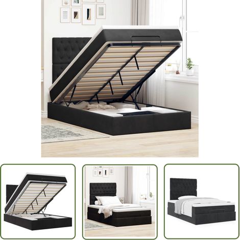 vidaXL Ottoman-Bett mit Matratzen Schwarz 120x200 cm Samt (1/5)