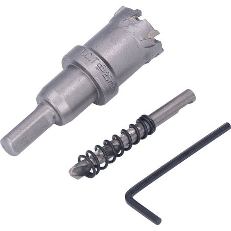 Hartmetall-Lochsägen-Set mit dicken Metallzähnen (TCT) inklusive Sechskantschlüssel und Kernbohrer (25 mm / 1 Zoll) (1/5)