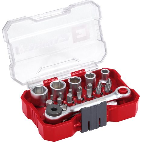 Einhell XS-CASE 21-tlg. Bit- und Steckschlüssel-Set (25-mm-Bits, Steckschlüssel, Schnellwechselbithalter, Adapter, Umschaltknarre inkl. Aufbewahrungsbox) (1/5)