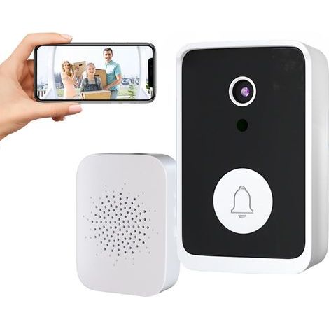 Sonnette sans Fil avec caméra, visuelle Sonnette caméra Voix interphone Surveillance WiFi HD Vision Nocturne Sonnette Intelligente (1/5)