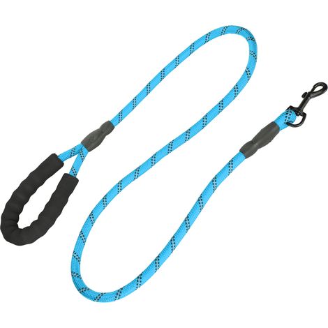 Laisse ronde réfléchissante en nylon résistant pour animaux de compagnie, adaptée aux chiens moyens et grands (bleue). (1/5)