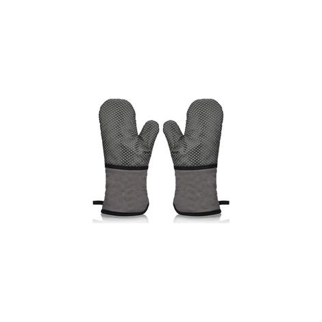 Guanti da cucina resistenti al calore, guanti da forno, guanti da forno per barbecue, guanti da forno lunghi antiscivolo in silicone (grigi) - Crezuo