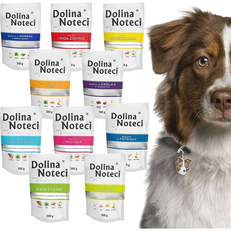 DOLINA NOTECI Premium Nassfutter für Hunde, Geschmacksmischung, 10 x 500 g Beutel