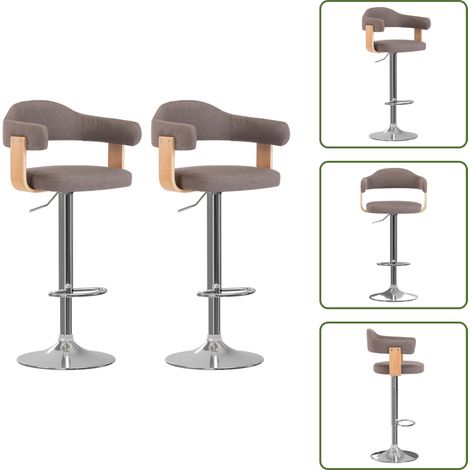 The Living Store Sgabelli da Bar 2 pz Grigio Talpa in Tessuto e Legno Curvo - Sgabelli girevoli