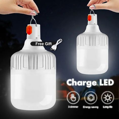Tragbares 80-W-LED-Nothakenlicht, wiederaufladbares USB-Außenlicht zum Angeln, Camping, Terrasse, Garten, Veranda (1 Stück) (1/4)