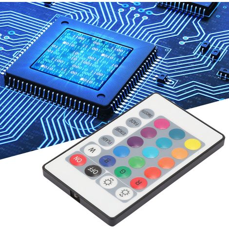 Bande lumineuse LED RGB 24 touches 5-24V avec télécommande sans fil, port USB 6A et contrôleur IR (1 m) (1/5)