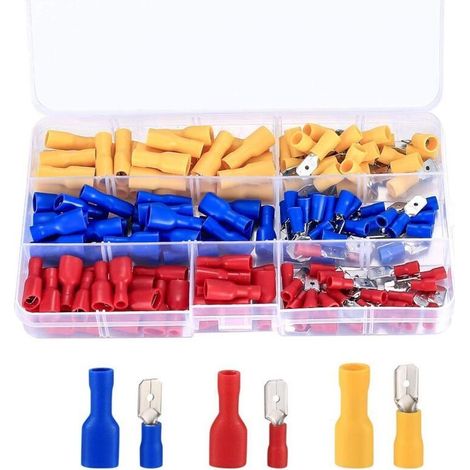 Crimpverbinder-Set für Drähte - JINFGERNE - 150 sortierte Teile (Rot, Gelb, Blau) mit isolierten Klemmen (1/5)