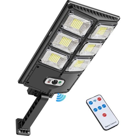 Lampadaire solaire à LED extérieur 252 LED 150 W avec panneau solaire et capteur de mouvement, IP65 imperméable lampe lampadaire de jardin avec télécommande pour route Garage (1/5)