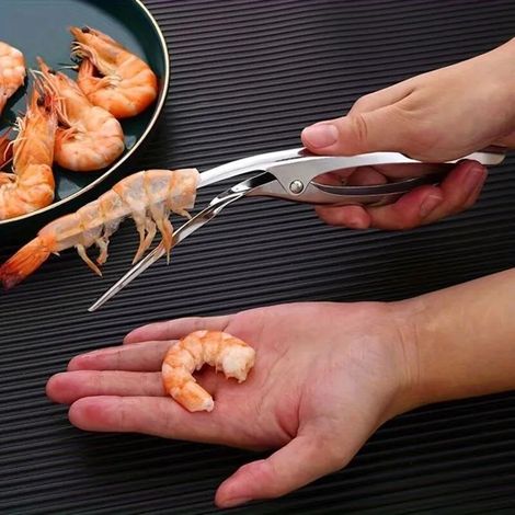 Lot de 1 éplucheur à crevettes en acier inoxydable (motif arête de poisson) – Design ergonomique pour un décorticage sans effort (1/5)