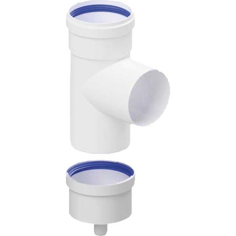 Tee per scarico fumi caldaia tradizionale con tappo raccogli condensa in alluminio diametro 80 mm bianco (1/4)