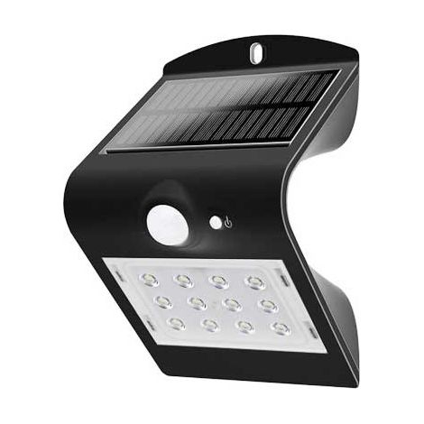 LAMPADA LED 1,5W SOLARE ESTERNO IP65 + SENSORE PIR DI MOVIMENTO NERO 3000K/4000K (1/2)