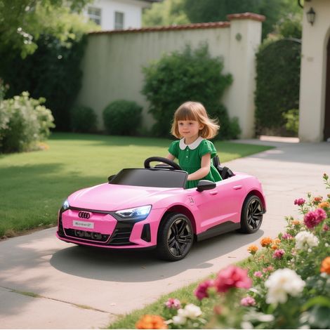 Kinder-Elektroauto 12V Audi RS e-tron GT, 2,4-GHz-Fernbedienung, rosa HAVRYA (1/3)