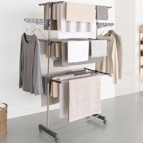 MAXIMA tendedero plegable de acero inoxidable gris H.145 CM (1/5)