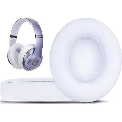Coussinets d'oreille,Oreillettes de Remplacement pour Beats Studio 3 et Studio 2 Casque,en Cuir Protéine et Mousse à Mémoire,Blanc (1/4)