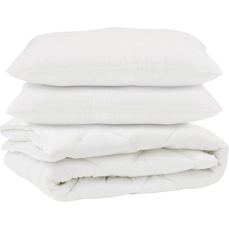 Couette avec oreiller 3 pcs Blanc Microfibre (1/5)