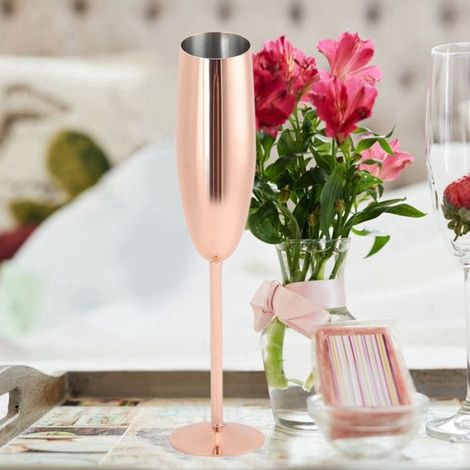 Verre à vin - Inox - 304 - 300 ml - Or rose - Gobelet de bar (1/5)