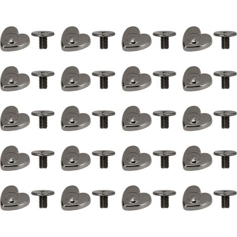 20 Stück herzförmige Ziernieten aus Zinklegierung, multifunktionale Ledergürtelreparaturnieten, 10 mm, Gunmetal (1/5)