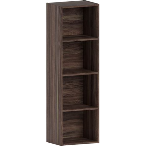 Oxford 4 Tier Cube Bookcase Shelving Storage Unit, Walnut