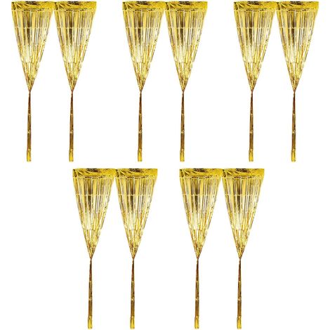 Rideau à Franges Doré Métallique en Pet 2pcs Léger pour Décorations de Fête et Fond de Porte, Crée Une Ambiance Festive Élégante et Moderne (1/5)