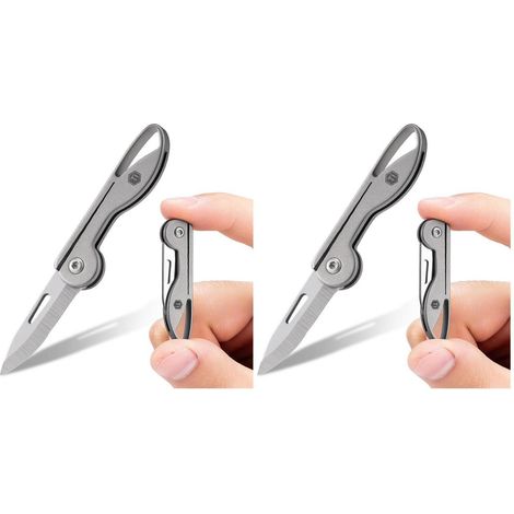 Mini Klappmesser Titan Schlüsselanhänger 2er Pack Grau S