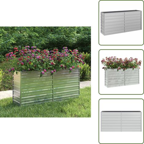 Garten-Hochbeet 160x40x77 cm Verzinkter Stahl Silber - Gartengefäße - Hochbeet - Pflanzkübel - Stahltanks - Gartenmöbel (1/5)