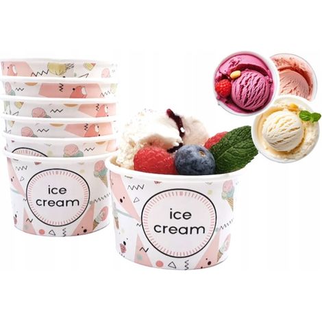 Bols, récipients en papier pour crème glacée Kram, crème glacée 130 ml, 25 pièces. (1/4)