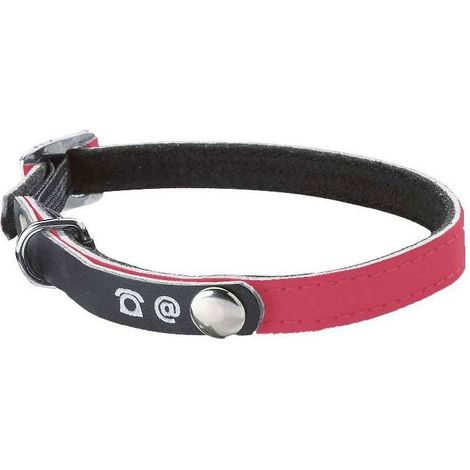 Collare in nylon rosa riflettente con porta indirizzo per gatti