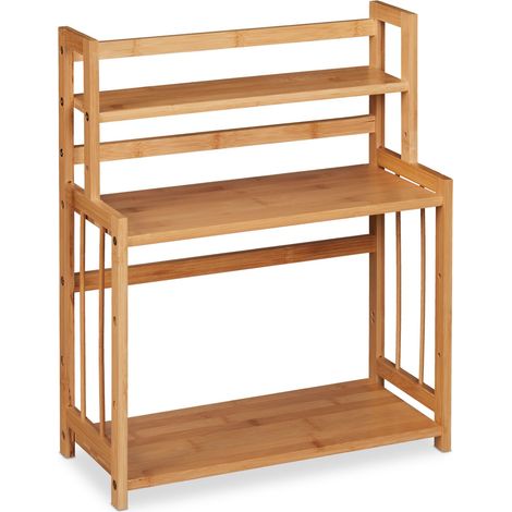 Étagère à épices pratique design épuré cuisine 3 niveaux modulables en bambou naturel (1/5)