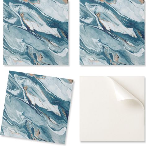Juego de baldosas de vinilo autoadhesivas con estampado de olas abstractas en movimiento, 20x20x20 cm.