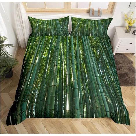 Parure de Lit Imprimé Bambou 200x200cm Feuilles Tropicales Ensembles de Housse de Couette Thème Nature Botanique Vert - NOY (1/3)