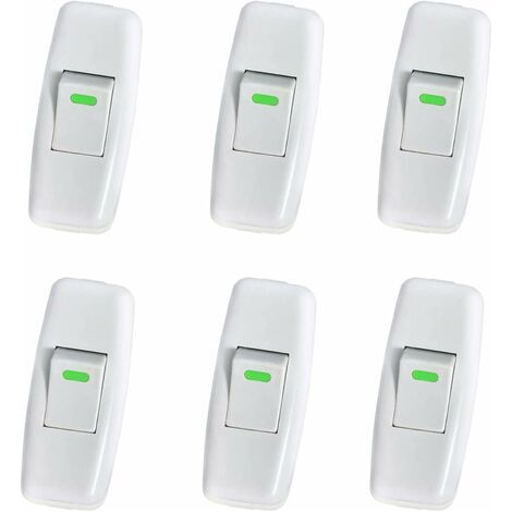 Lampenschalter, Torpedoschalter, Zwischenschalter, Nachttischlampenschalter, Wippschalter für Nachttischlampen, Ersatz-Ein-/Ausschalter, 6er-Pack