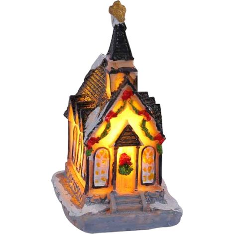 Décoration de bureau élégante Figurine d'art unique pour étagère et table-T2-61 Maisonnette lumineuse à toit noir, Modèle B (1/2)