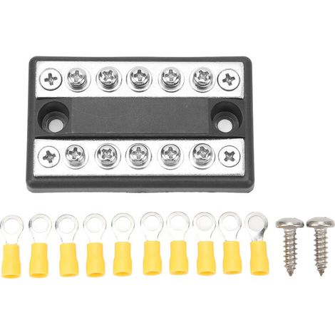 Jeffergarden Bloc de Distribution d'énergie de bloc de fusible de double rangée de 5 voies de cc 12V-48V 100A pour des systèmes électriques de voitures, camping-cars, bateaux, yachts (1/5)