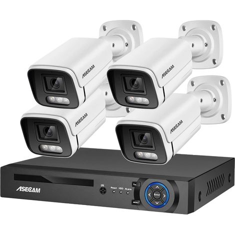 Système de caméra de sécurité, caméra de surveillance 8MP, capacité de vision nocturne, Aucun-a, 4CH NVR et 4 Caméra-a (1/2)