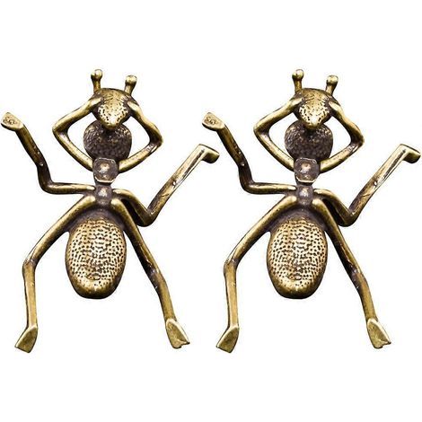 Set aus 2 handgefertigten, ameisenförmigen Schreibtischdekorationen für Couchtisch oder Schreibtisch. – 5,30 x 3,90 x 2,30 cm – Gold (1/4)