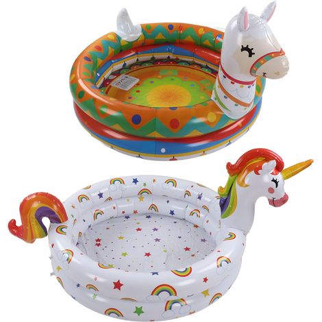 Lot de 2 piscines gonflables pour enfants en PVC, pliables et portables, en forme d'animaux mignons, pour la maison et l'extérieur. (1/5)