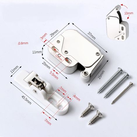 Mini Touch Latch Loquet Fermetures Push pour Armoire de cuisine Porte Battante de Meuble pour Appuyer pour Ouvrir des Portes de Placard Blanc Paquet de 15