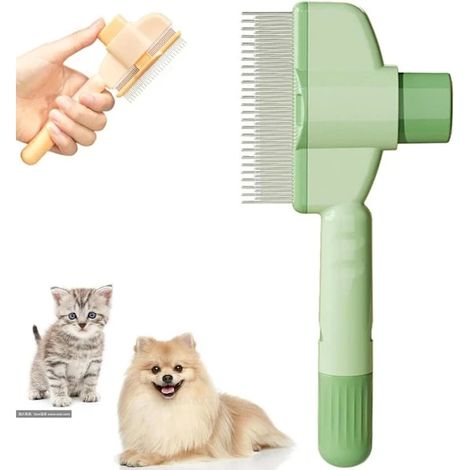 Brosse autonettoyante pour animaux, brosse pour chiens et chats, outil simple pour enlever les poils morts, jaune (1/5)