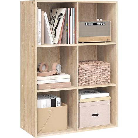 Bibliothèque Étagère de Rangement, 59,6X29X89 cm en MDF pour Salon, 6 Cubes (1/5)