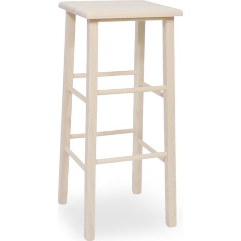 Hocker 73 cm hoch aus rohem Holz mit quadratischer Sitzfläche aus massivem Holz