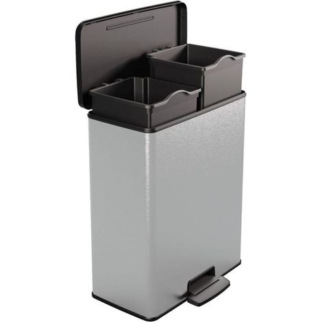 Curver Duo pedale cestino argentato 65 litri