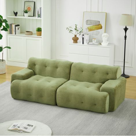 Sofa 2-Sitzer modular aus Chenille montagefrei Grün OKMYHOME (1/5)