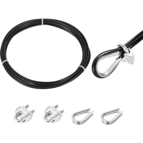 m langes Kabel aus Edelstahl 304, 2 mm schwarze Vinylbeschichtung (1/5)