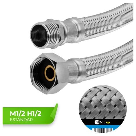Latiguillos Estándar M1/2 H1/2 20 Cm Acero Inoxidable Pack 10 Uds (1/4)