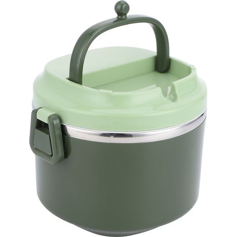 Boîte à lunch isotherme en acier inoxydable, type bento, contenant alimentaire portable, ustensiles de cuisine, simple couche / 1 L (1/5)