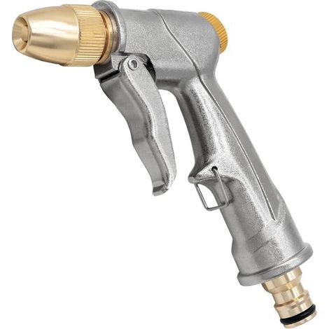 Courte Section Pistolet d'arrosage métal Pistolet Arrosoir,Pulvérisateur de Jardin à Haute Pression,Bouton de contrôle de débit Facile - Métal - pour Lavage de Voiture, Arrosage de Jardin/Pelouse (1/5)