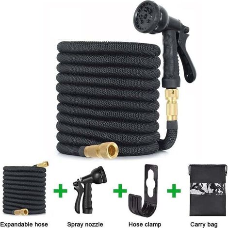 Tuyau d'arrosage extensible Ulisem, flexible et léger pour l'arrosage, le nettoyage du jardin, le lavage de voiture, l'irrigation, le bain des animaux, avec sac de rangement (15 m/50 pi)