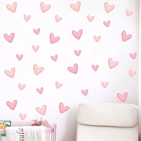 Murs en forme de cœur rose affiché 8 mignons auto-adhésifs décoration de la chambre (1/5)