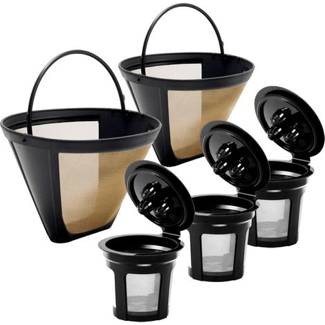 Capsules de café réutilisables pour cafetière Ninja CPF301, lot de 3 capsules K-Cup réutilisables et lot de 2 filtres réutilisables. Non compatible avec les modèles Ninja CFP101 et Ninja PB051. (1/5)